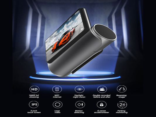 Οθόνη αφής αυτοκινήτου ADAS Dash Cam WIFI GPS Διπλός Φακός Ενσωματωμένος Εγγραφέας DVR