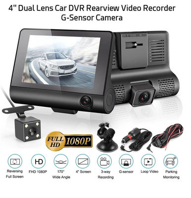 Ευρυγώνιο ψηφιακό DVR αυτοκινήτου 4 ιντσών με τρεις φακούς Dash Cam Black Box Εγγραφή βίντεο G Αισθητήρας