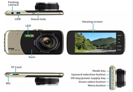 Ασύρματο 4 ιντσών 1080p DVR αυτοκινήτου 4K Dash Cam Διπλός φακός εμπρός και πίσω