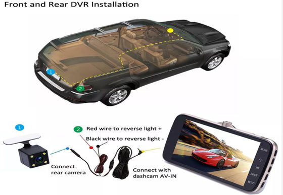 Ευρυγώνιο DVR αυτοκινήτου Dash Cam 1080P 4 ιντσών Οθόνη αφής IPS 170 μοιρών