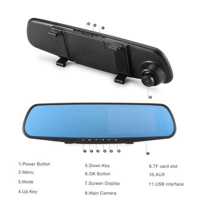 OEM Διπλές κάμερες 2 καναλιών Blackbox DVR Dash Cam Οπισθοσκόπος καθρέφτης Full HD1080p