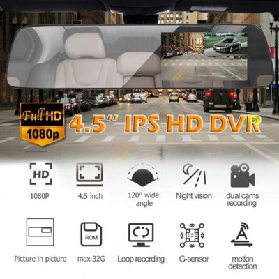 FHD 1080P Mini Monitoring Parking Rearview Mirror Recorder Car Dual Lens Camera 5V