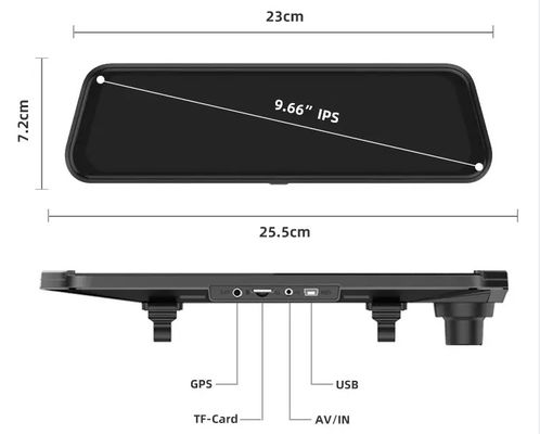 9,66 ιντσών Dual Wireless Dashboard Camera Dash Cam Εγγραφή βίντεο οδήγησης 170 μοιρών