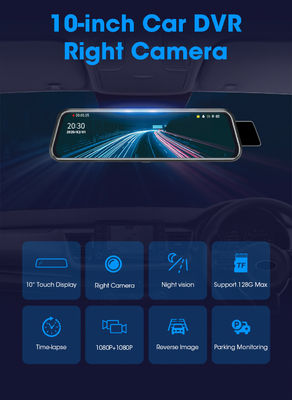 10 ιντσών Bluetooth Android Carplay Dashboard Mirror Stream Dual Drive Recorder IPS