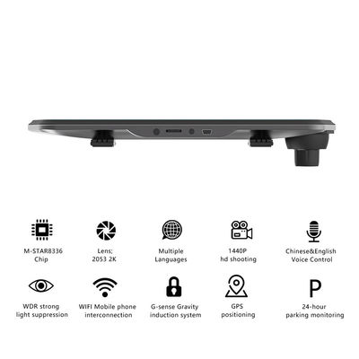 1440P Μπροστινή πίσω κάρτα βίντεο Blackbox Dash Cam Recorder AI Φωνητικός έλεγχος