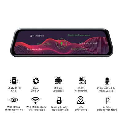 10 ιντσών 1440P 1080P Dash Cam WIFI GPS Night Vision