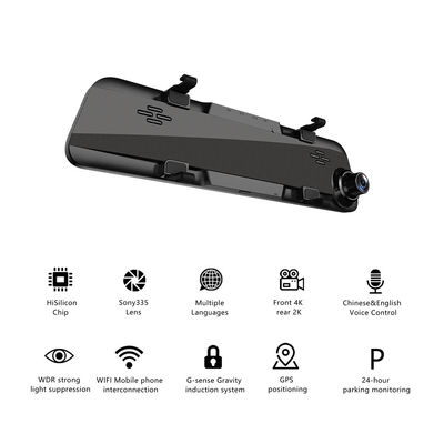 4K Μπροστινή πίσω κάμερα Dashcam Rearview Rearview Recorder Car 3840x2160P 25fps