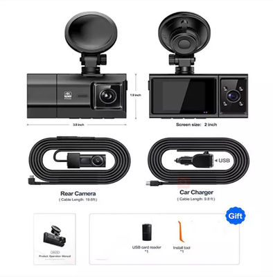 4K Μπροστινό πίσω Διπλή Dashcam Wifi Gps Full Hd Full Hd DVR αυτοκινήτου Κρυφό 1440P 3Channel