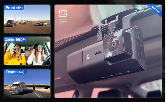 WDR 128 GB 4K GPS Dash Cam Dash Mounted Camera 3 Channels