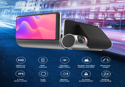 Οθόνη στάθμευσης Κύκλος εγγραφής Full HD DVR αυτοκινήτου 1080p Κάμερες ταμπλό για αυτοκίνητα