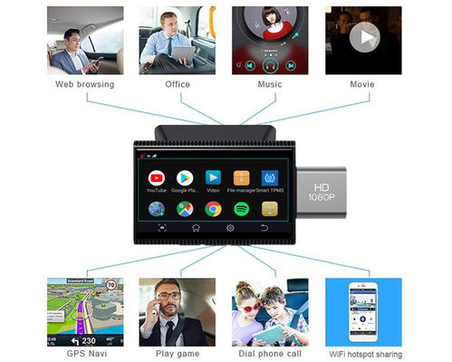 3&quot; Android 8.1 4G Dvr μπροστινή κάμερα Κάμερα κάμερα αυτοκινήτου HD1080P Πλοήγηση GPS