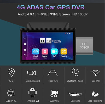 Android IPS 4G DVR αυτοκινήτου Ενσωματωμένο GPS Navigator Εγγραφή βίντεο απομακρυσμένης παρακολούθησης WIFI