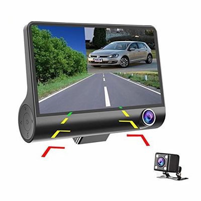 Ευρυγώνιο ψηφιακό DVR αυτοκινήτου 4 ιντσών με τρεις φακούς Dash Cam Black Box Εγγραφή βίντεο G Αισθητήρας