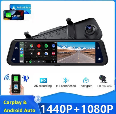 Καθρέφτης διπλού φακού Dashcam Carplay Κάμερα όπισθεν Auto Wireless Miracast 2K 12 ιντσών