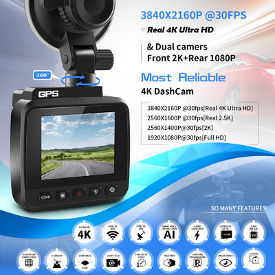 70mi εξόρμησης εκκέντρων διπλή φακών 4K UHD καταγραφής αυτοκινήτων καμερών DVR ανίχνευση κινήσεων γ-αισθητήρων ΠΣΤ WI-Fi νυχτερινής όρασης WDR ενσωματωμένη